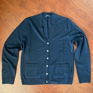 Brooks Brothers Navy Blue Fine Merino Wool Cardigan Sweater - Men’s Size Small